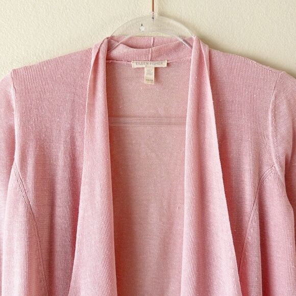 Eileen Fisher 100% Organic Linen Draped Cardigan - Picture 2 of 13